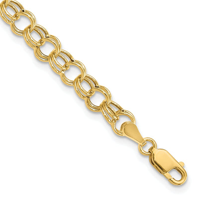 14k Yellow Gold Charm Bracelet - 6mm, 7-inch, Lobster Clasp