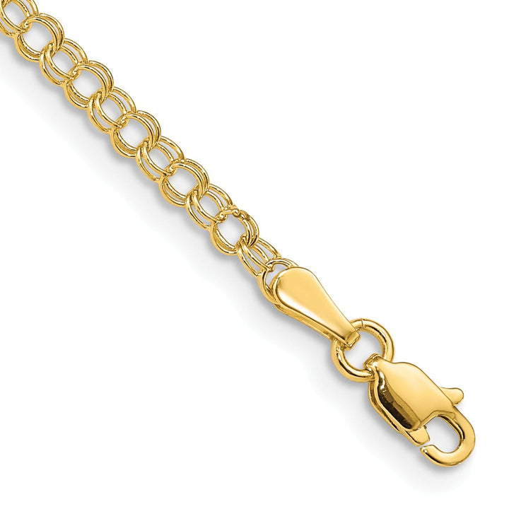 14k Yellow Gold Solid Double Link Charm Bracelet