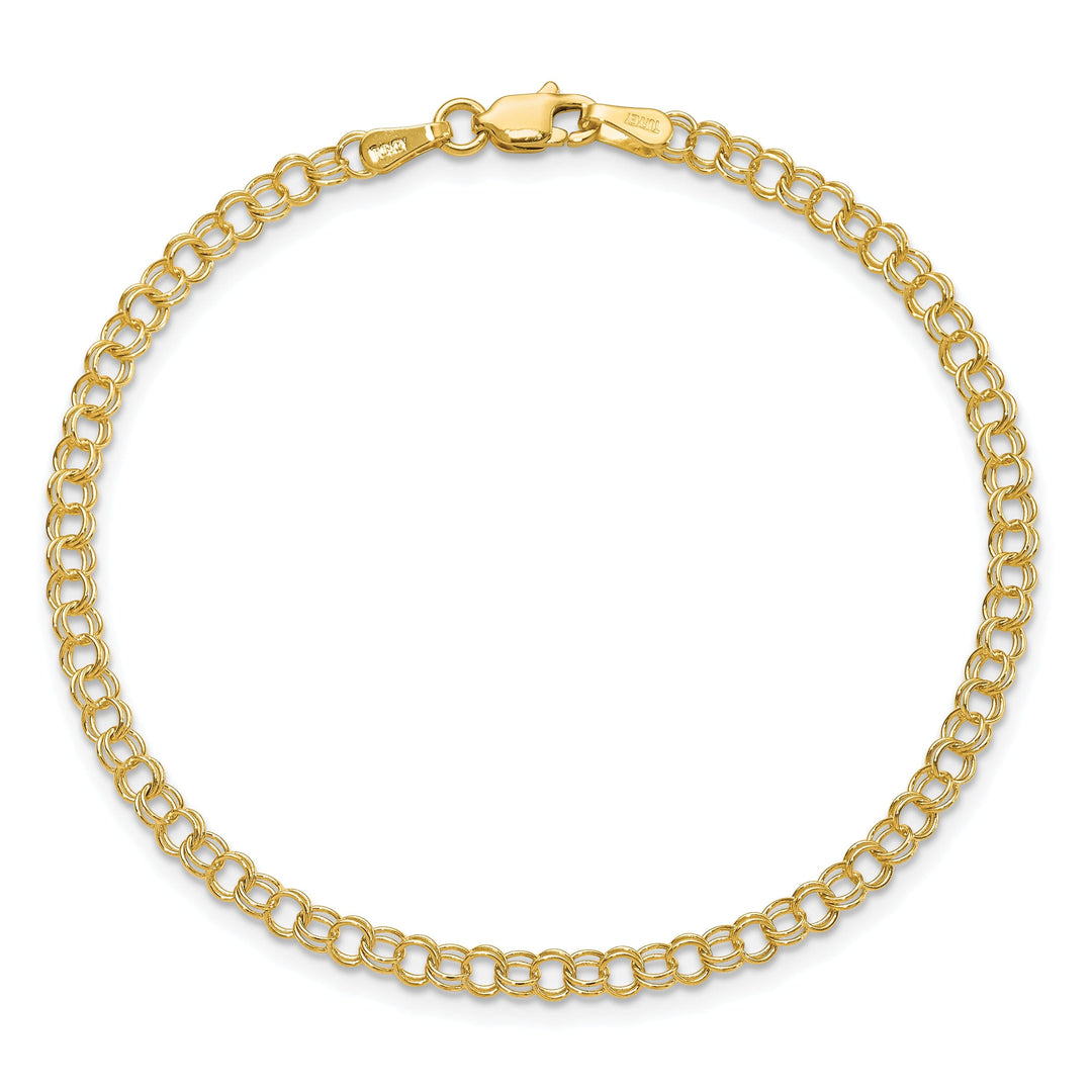 14k Yellow Gold Solid Double Link Charm Bracelet