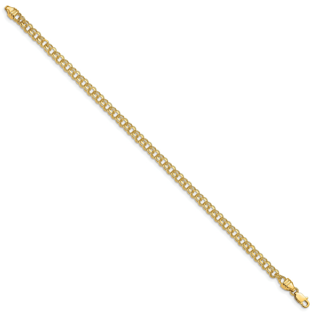 14k Yellow Gold Solid Double Link Charm Bracelet