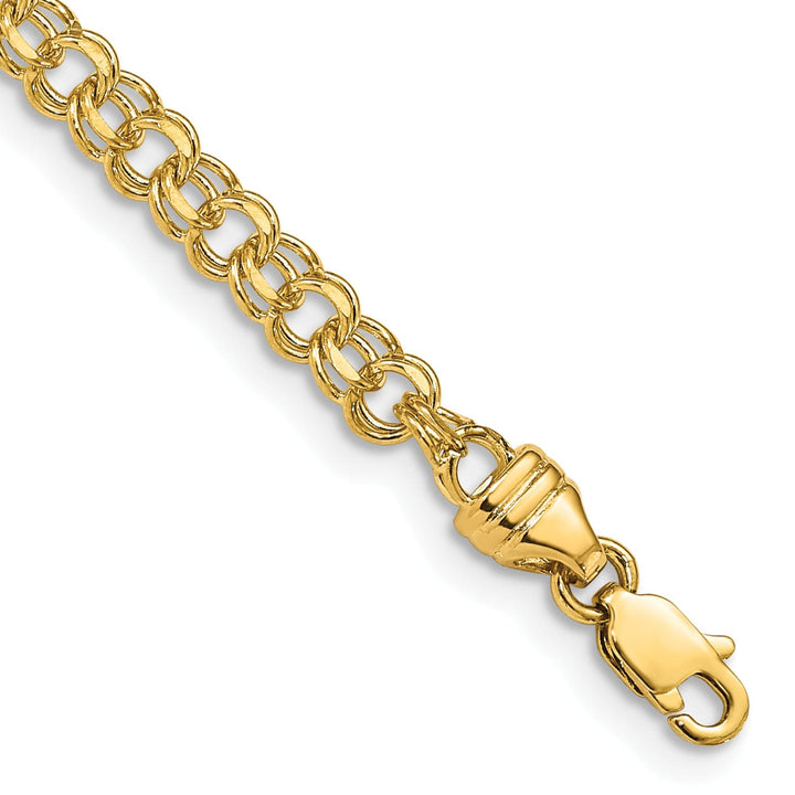 14k Yellow Gold Solid Double Link Charm Bracelet