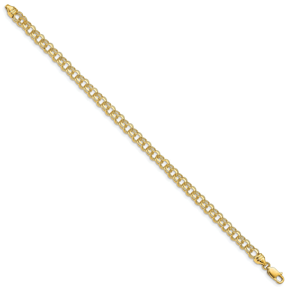 14k Yellow Gold Solid Double Link Charm Bracelet