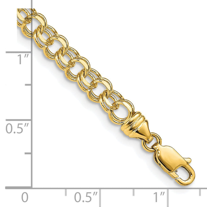 14k Yellow Gold Solid Double Link Charm Bracelet