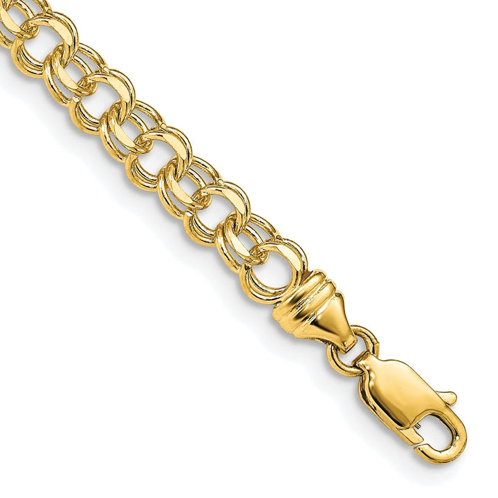 14k Yellow Gold Solid Double Link Charm Bracelet