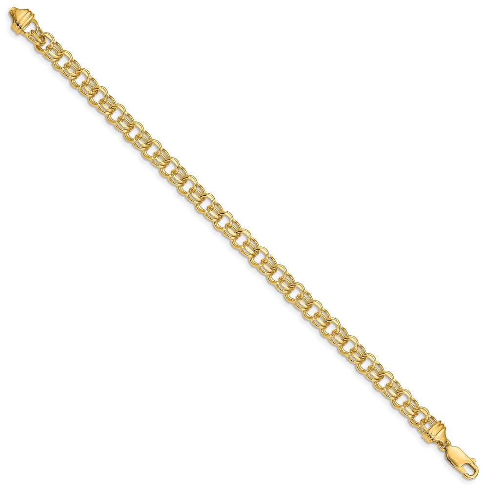 14k Yellow Gold Solid Double Link Charm Bracelet