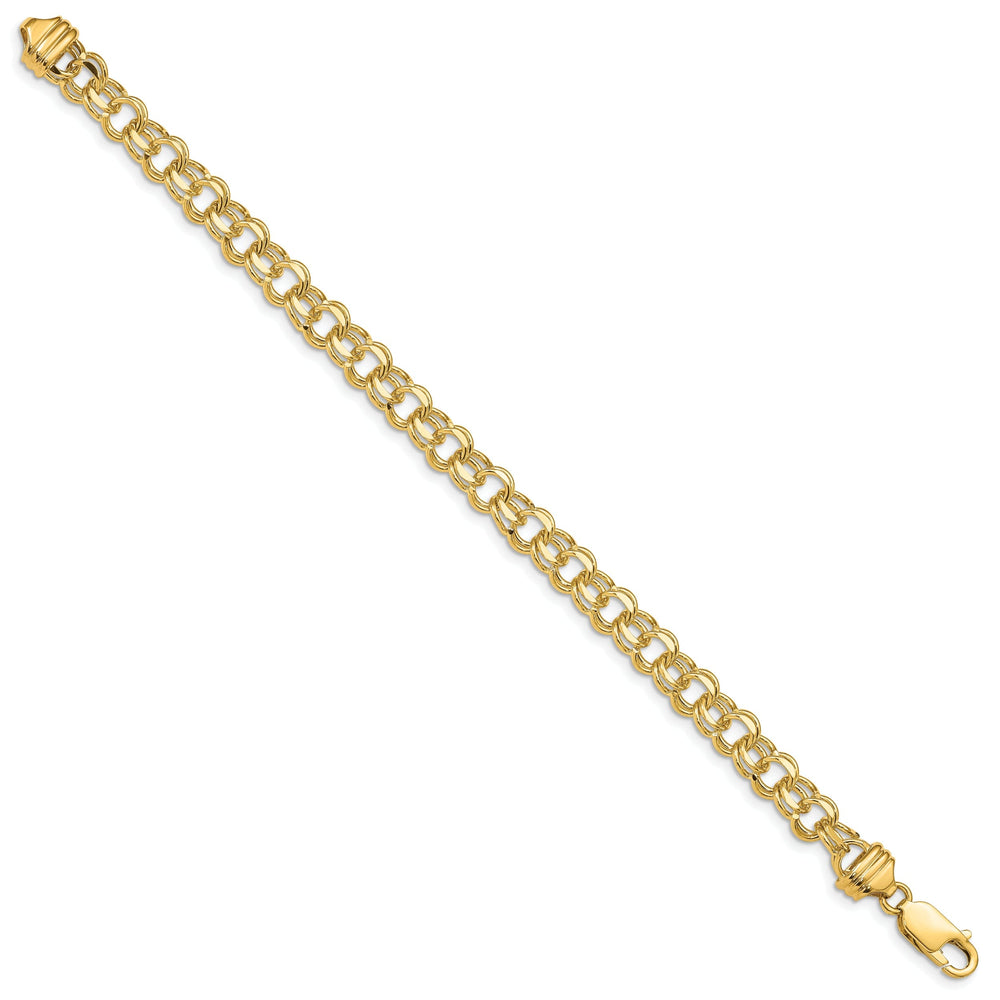 14k Yellow Gold Solid Double Link Charm Bracelet