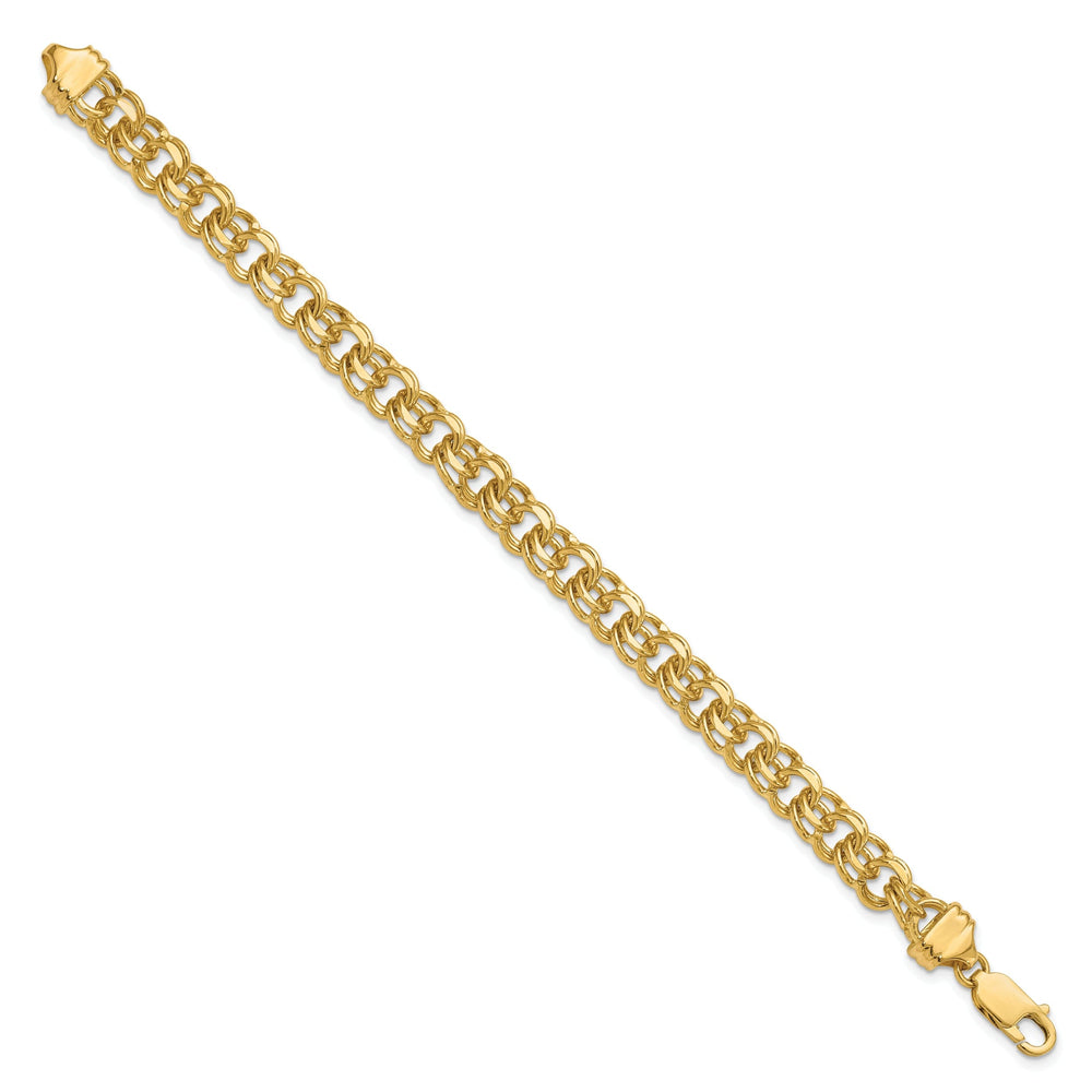 14k Yellow Gold Solid Double Link Charm Bracelet