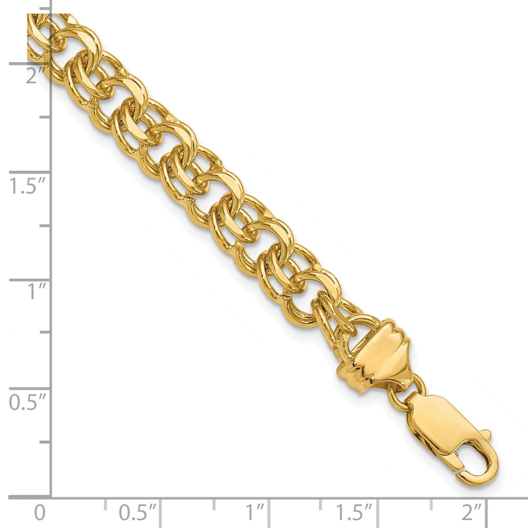 14k Yellow Gold Solid Double Link Charm Bracelet