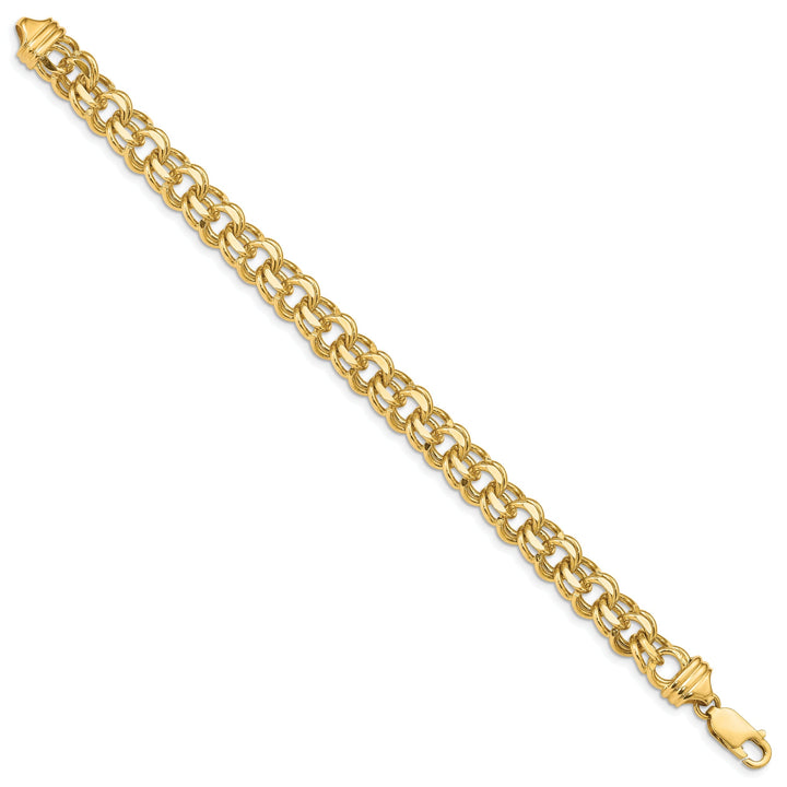 14k Yellow Gold Solid Double Link Charm Bracelet