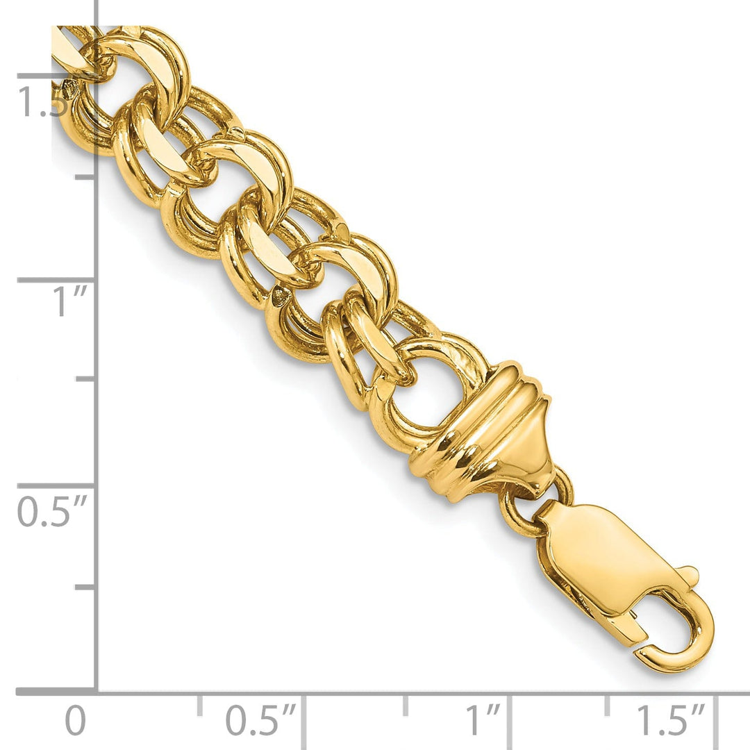 14k Yellow Gold Solid Double Link Charm Bracelet