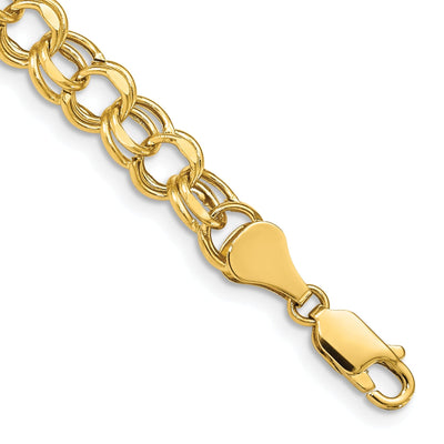 14k Yellow Gold Hollow Double Link Charm Bracelet at $ 323.69 only from Jewelryshopping.com