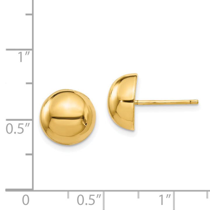 14k Yellow Gold10MM Half Ball Post Earrings