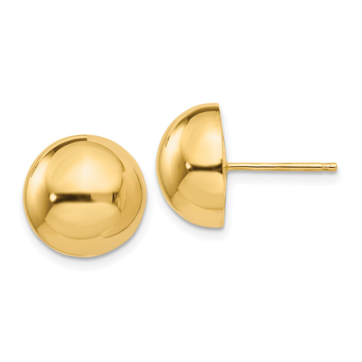 14k Yellow Gold 12MM Half Ball Post Earrings