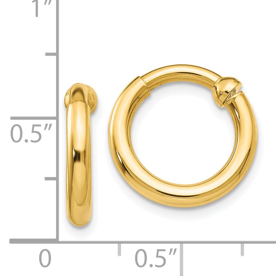 14k Yellow Gold Non-Pierced Hoop Earrings