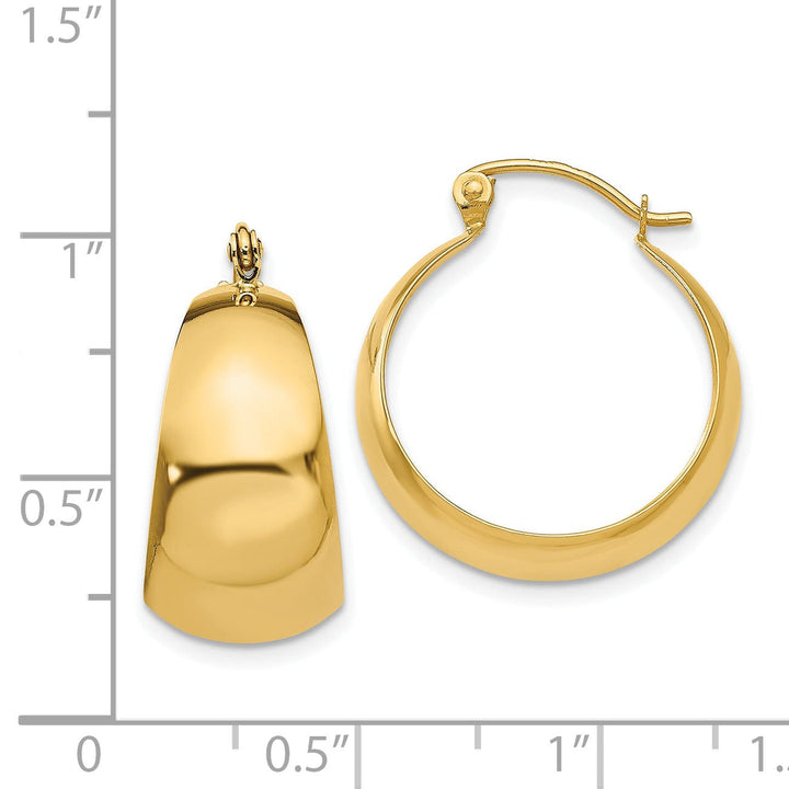 14k Yellow Gold 10.5MM Tapered Hoop Earrings