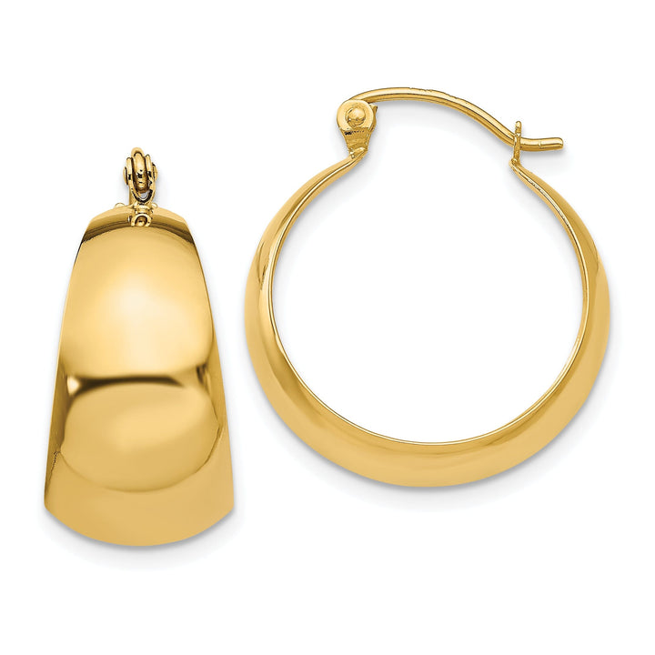 14k Yellow Gold 10.5MM Tapered Hoop Earrings