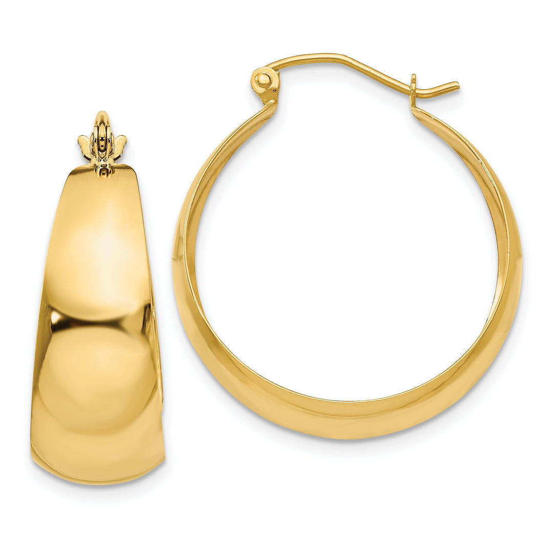 14k Yellow Gold 10.5MM Tapered Hoop Earrings