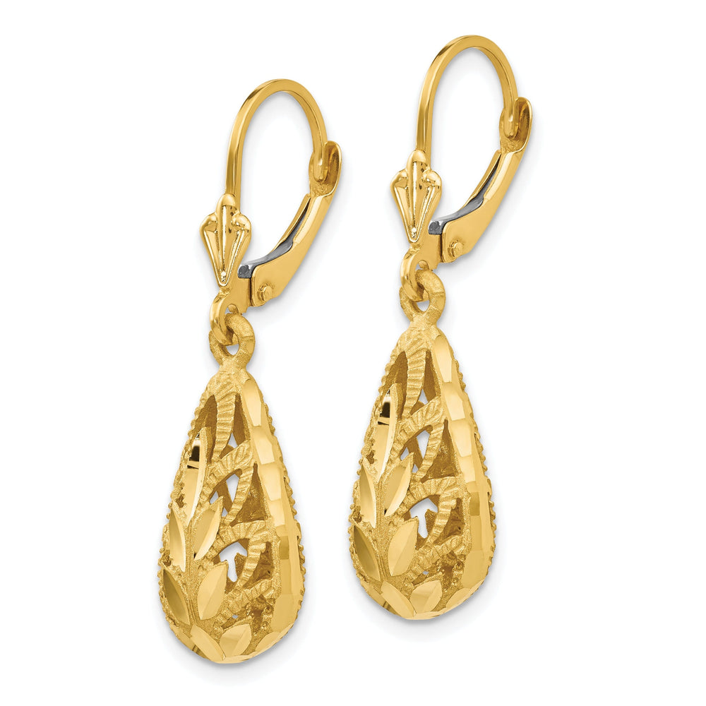 14k Yellow Gold Polished D.C Dangle Earrings