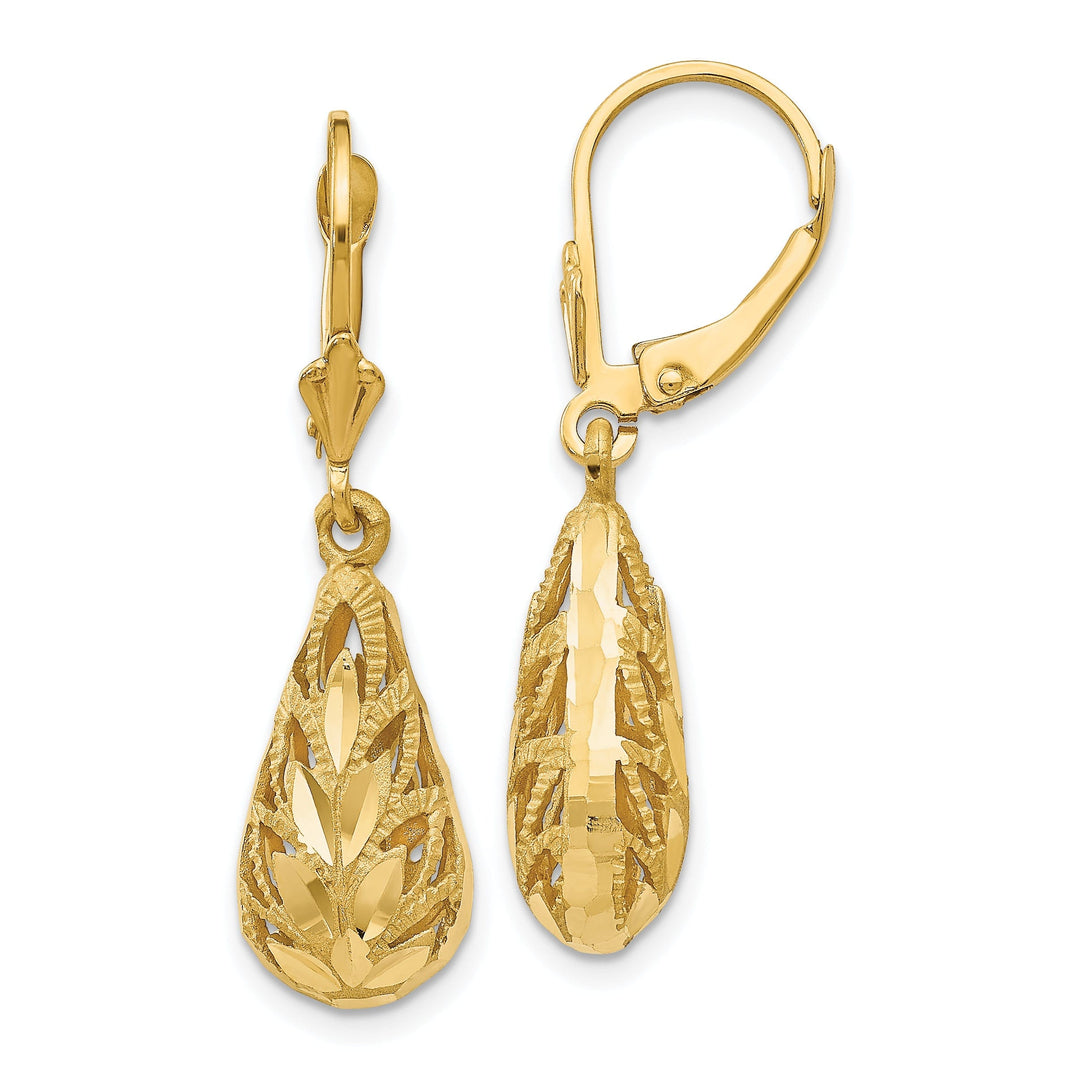 14k Yellow Gold Polished D.C Dangle Earrings
