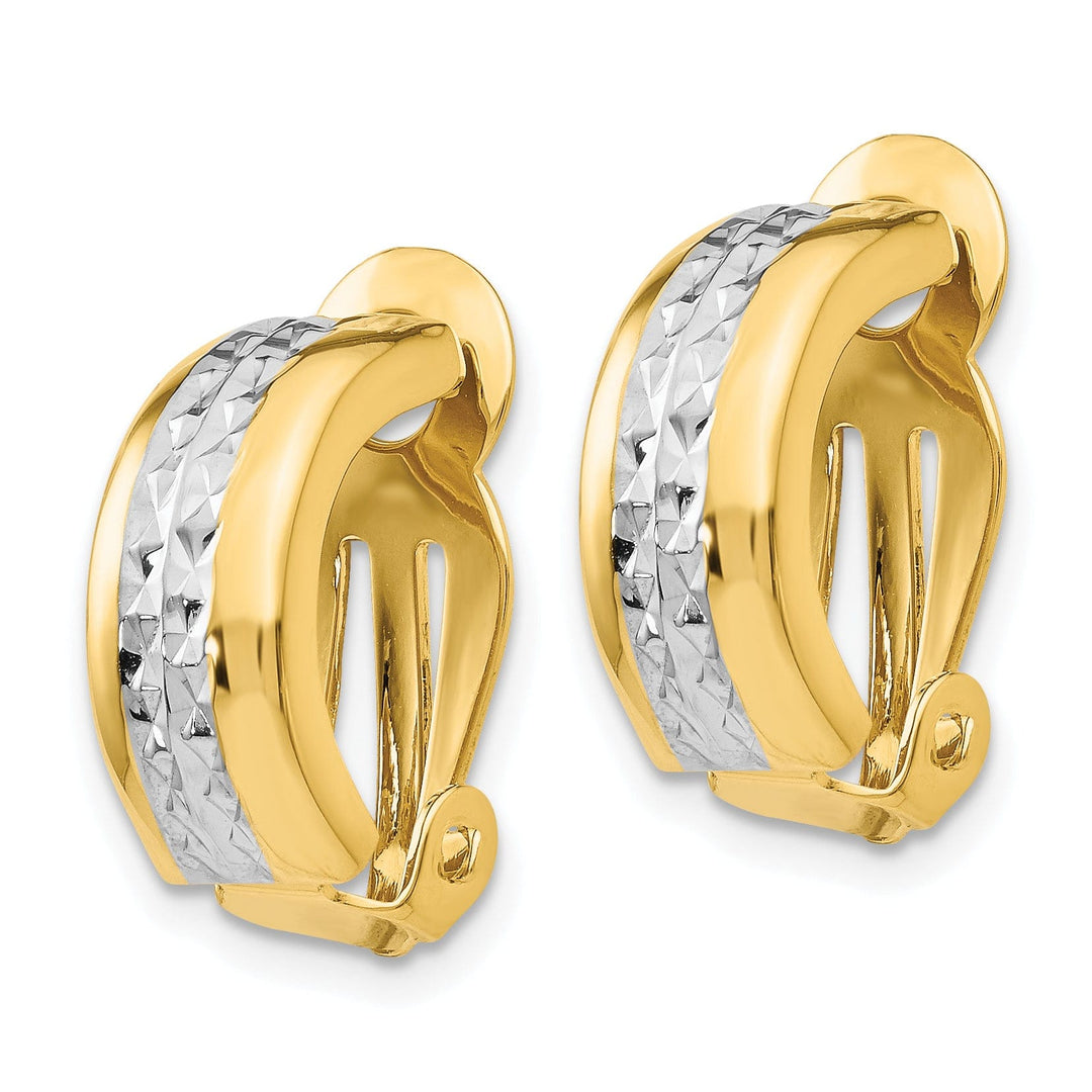 14k Yellow Gold Rhodium Non-Pierced Earrings