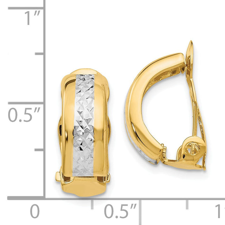 14k Yellow Gold Rhodium Non-Pierced Earrings
