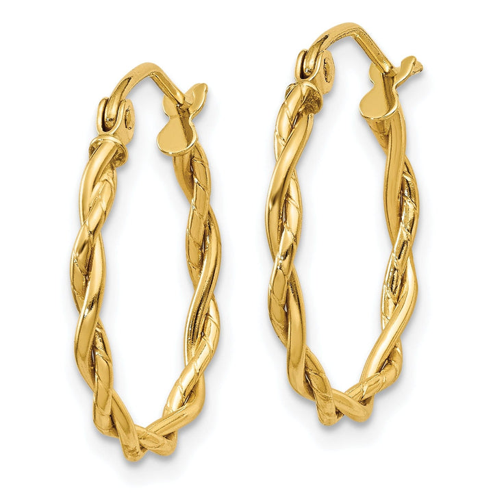 14k Yellow Gold 2.25MM Twisted Hoop Earrings