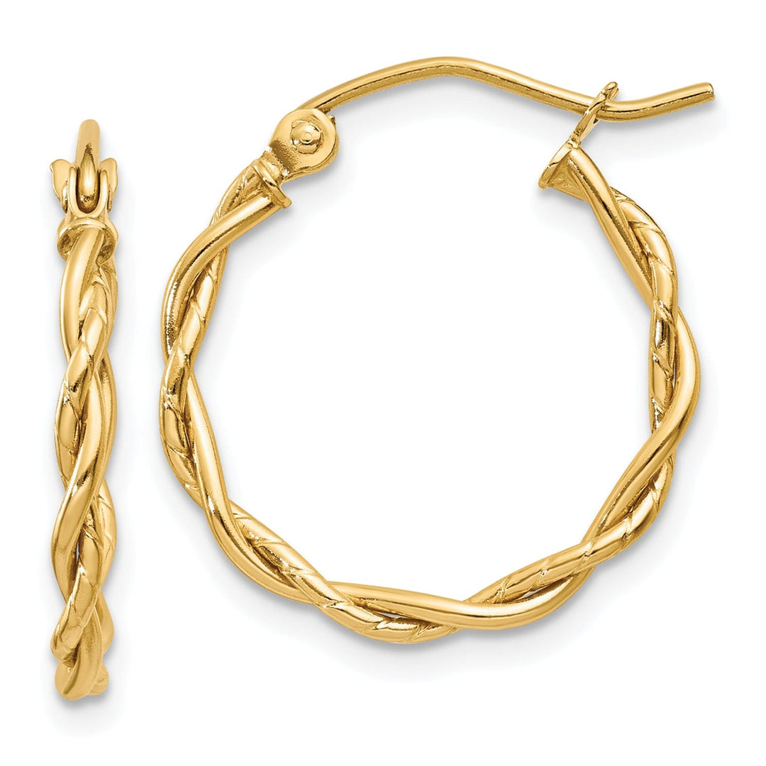 14k Yellow Gold 2.25MM Twisted Hoop Earrings