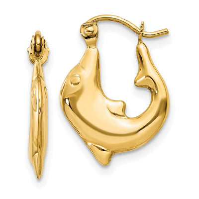 14k Yellow Gold Polished Dolphin Hoop Earrings at $ 88.93 only from Jewelryshopping.com