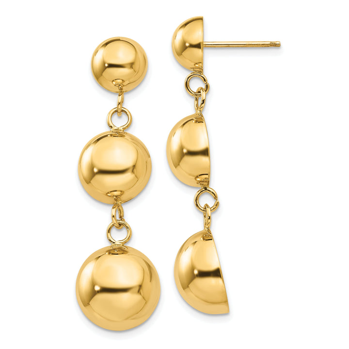 14k Yellow Gold Polished Half Ball Dangle Earring