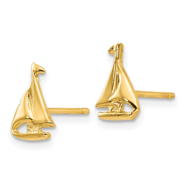 14k Yellow Gold Sail Boat Earrings