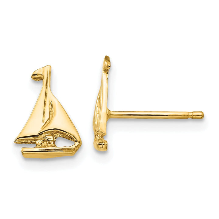 14k Yellow Gold Sail Boat Earrings