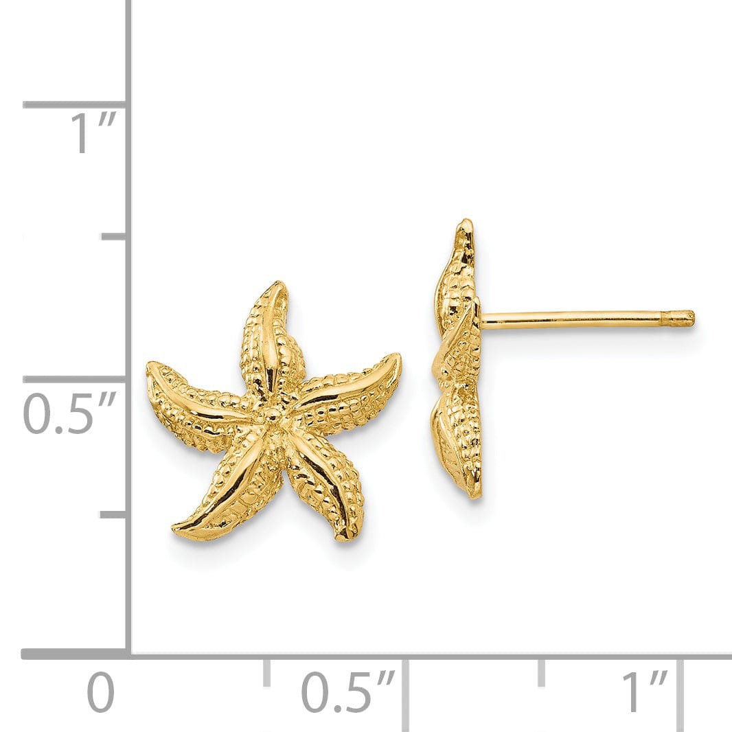 14k Yellow Gold Starfish Earrings