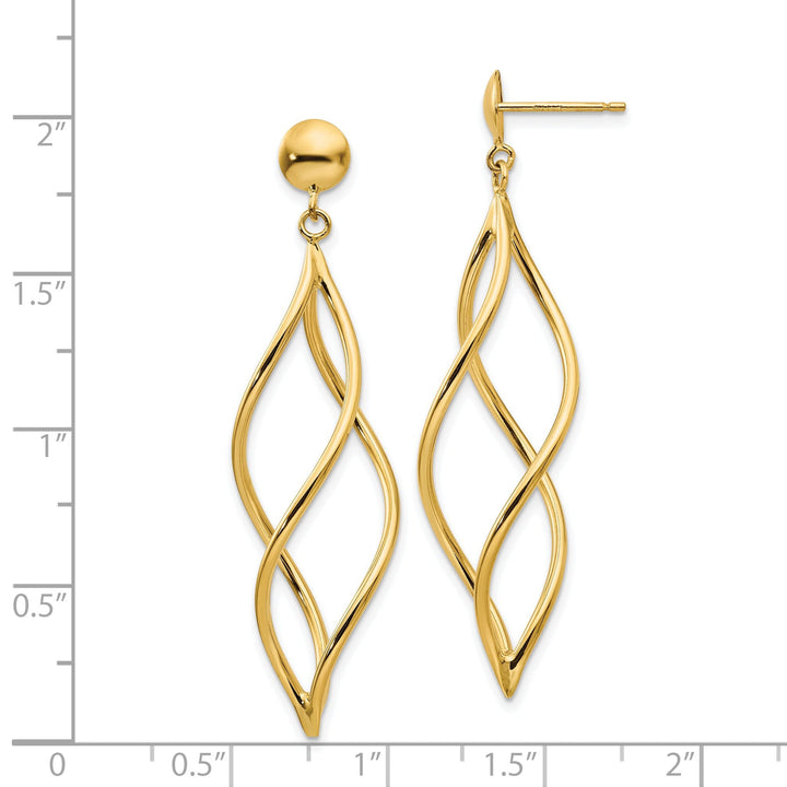 14k Yellow Gold Polished Curved Tube Earrings