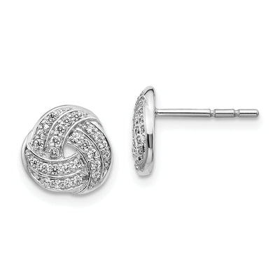 Elegant 14k White Gold Diamond Love Knot Earrings for Women
