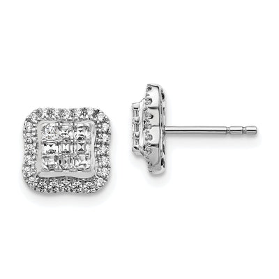 Shop 14k White Gold Diamond Square Shape Cluster Post Earrings
