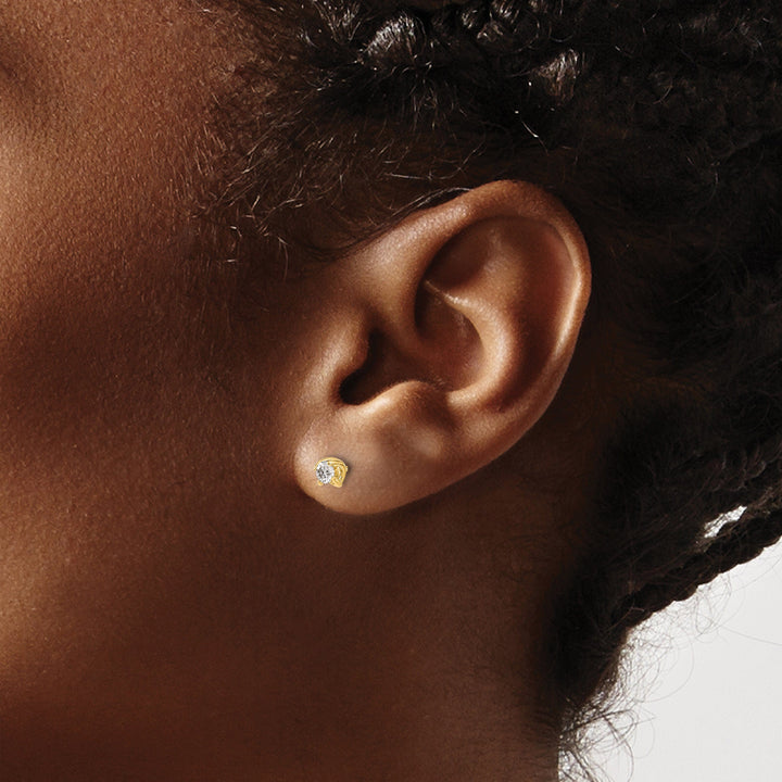 14k Yellow Gold Diamond Post Stud Earrings, Women's