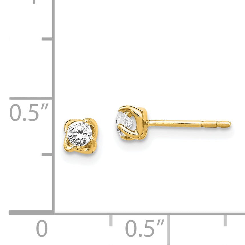 14k Yellow Gold Diamond Post Stud Earrings, Women's