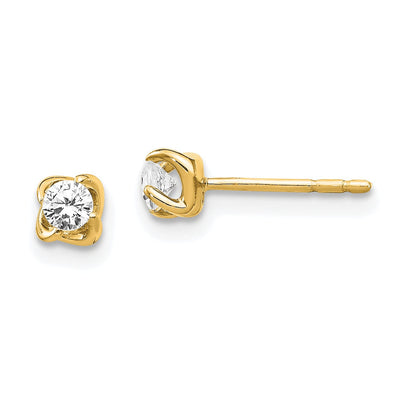 Classic 14k Yellow Gold Diamond Post Stud Earrings for Women