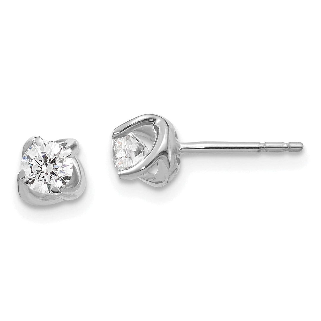 14k White Gold Fancy Twist design Diamond stud post Earrings