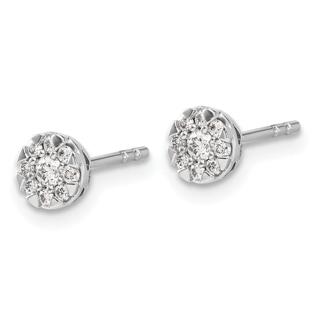 14k White Gold Diamond Cluster Stud Earrings