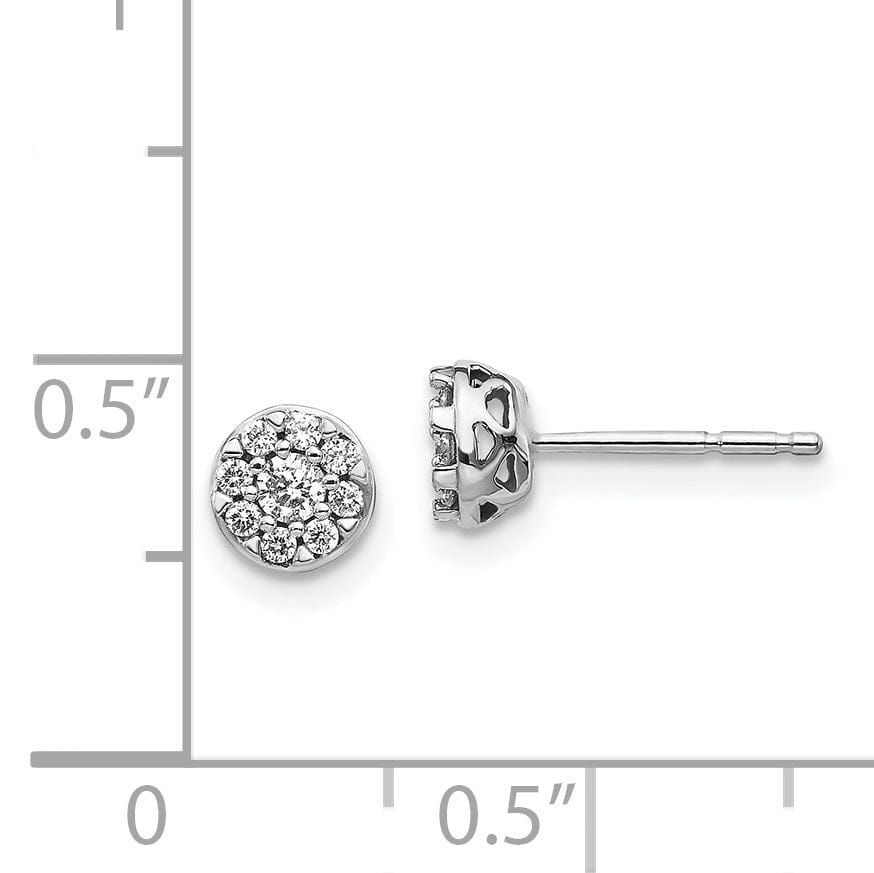 14k White Gold Diamond Cluster Stud Earrings