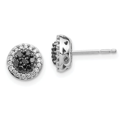 Shop 14k White Gold Black and White Diamond Post Earrings