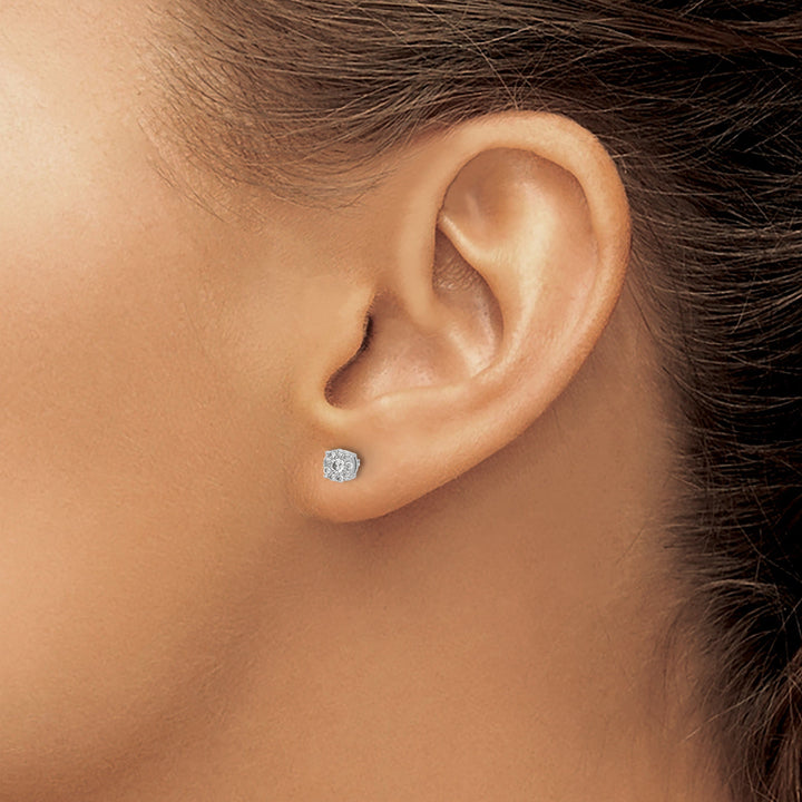 14k White Gold Diamond Cluster Post Stud Earrings