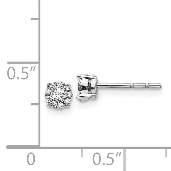 14k White Gold Diamond Cluster Post Stud Earrings