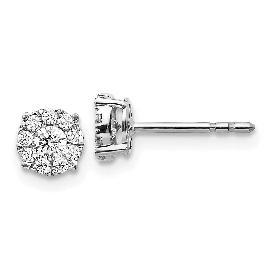 14k White Gold Diamond Cluster design Post Earring