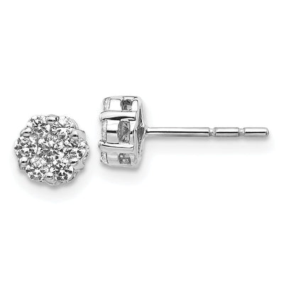 Luxurious 14k White Gold Diamond Cluster Push Back Earrings for Women