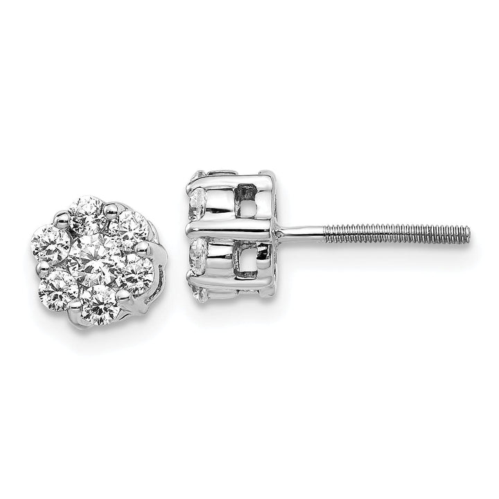 14k White Gold Diamond Cluster Screwback Earrings 0.62 ct