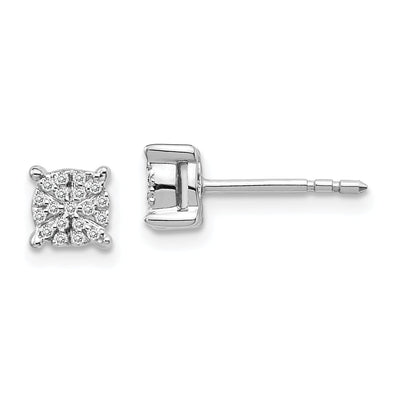 Elegant 14k White Gold Diamond Cluster Post Earrings for Women