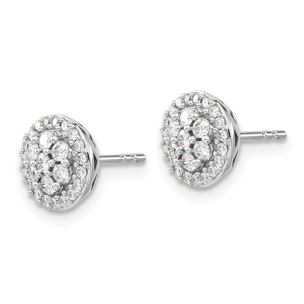 14k White Gold Diamond Cluster Post Earring