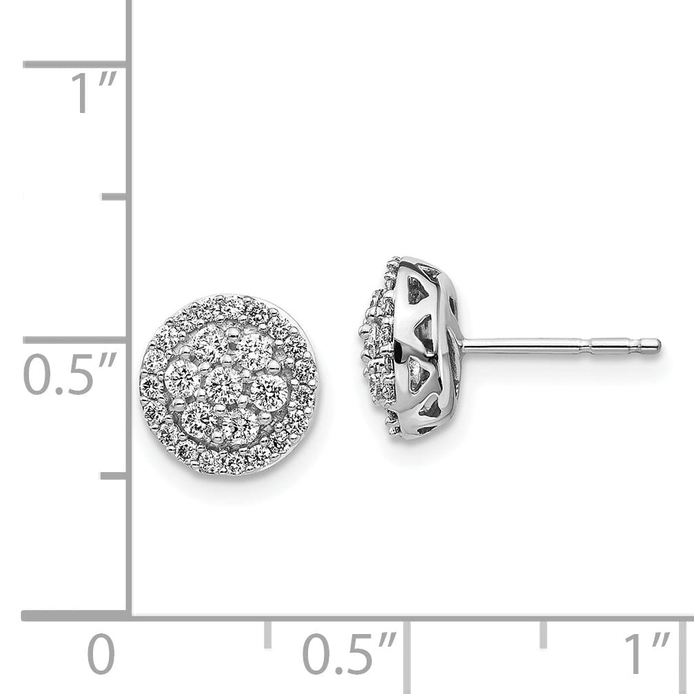 14k White Gold Diamond Cluster Post Earring